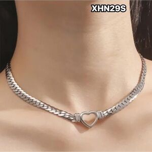 Silver Heart Chain Necklace